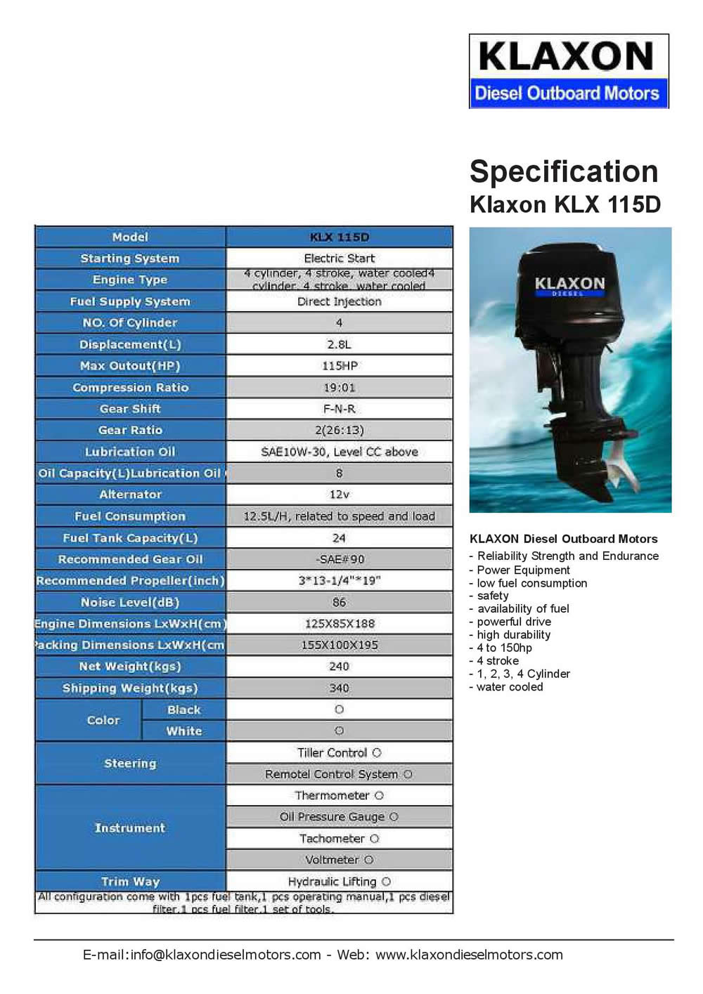 Klaxon KLX115hp Specs