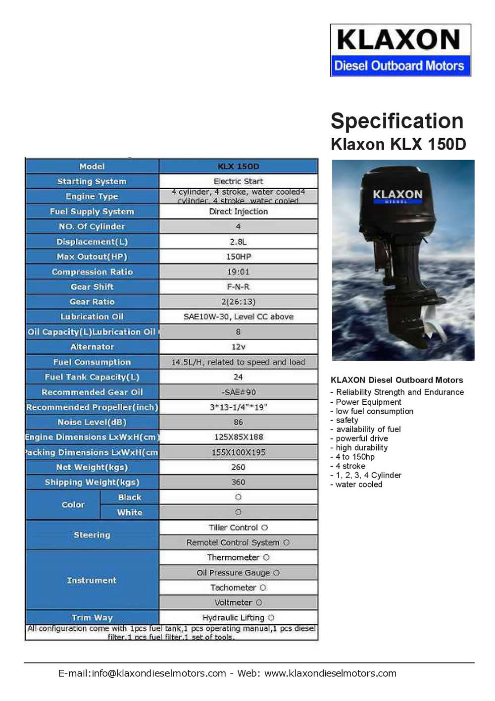 Klaxon KLX150hp Specs