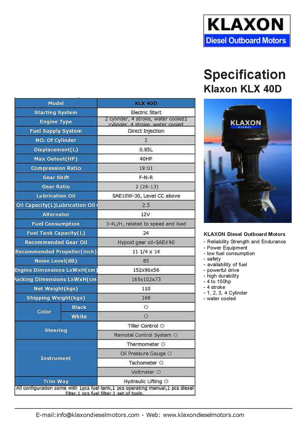 Klaxon KLX40hp Specs